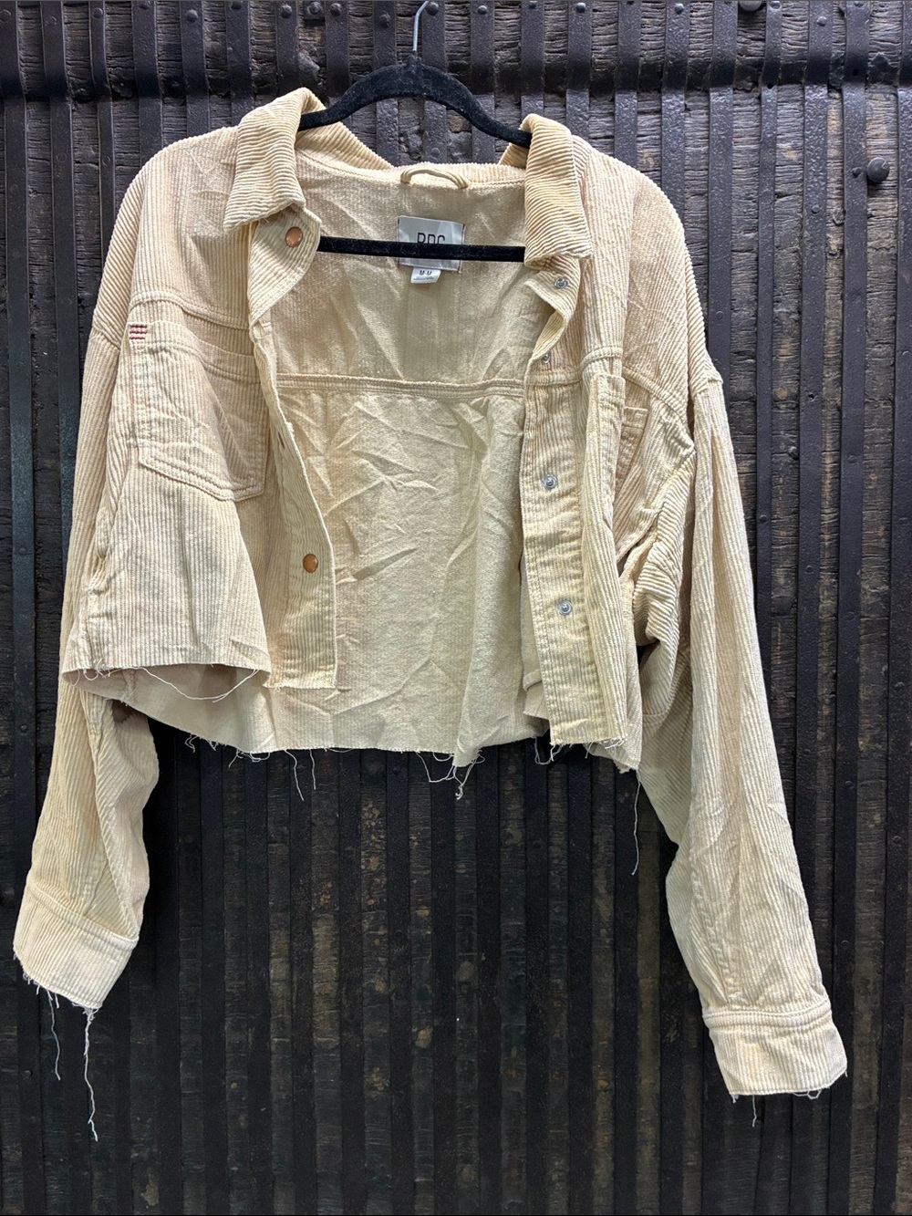 BDG Cropped Corduroy Jacket in Light Cream